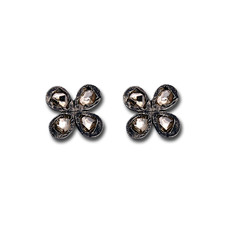 Rosa 4-Petal Diamond Stud Earrings