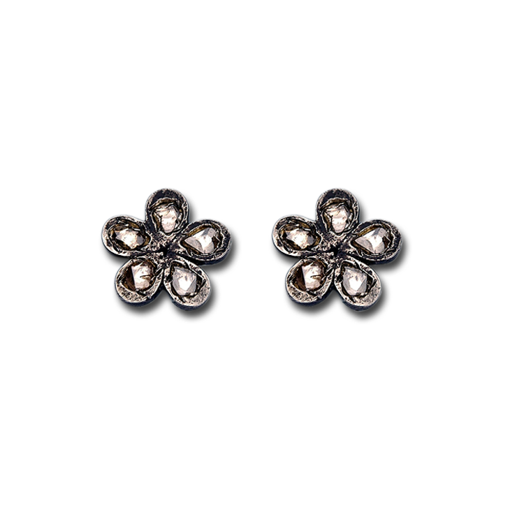 Rosa 5-Petal Diamond Stud Earrings