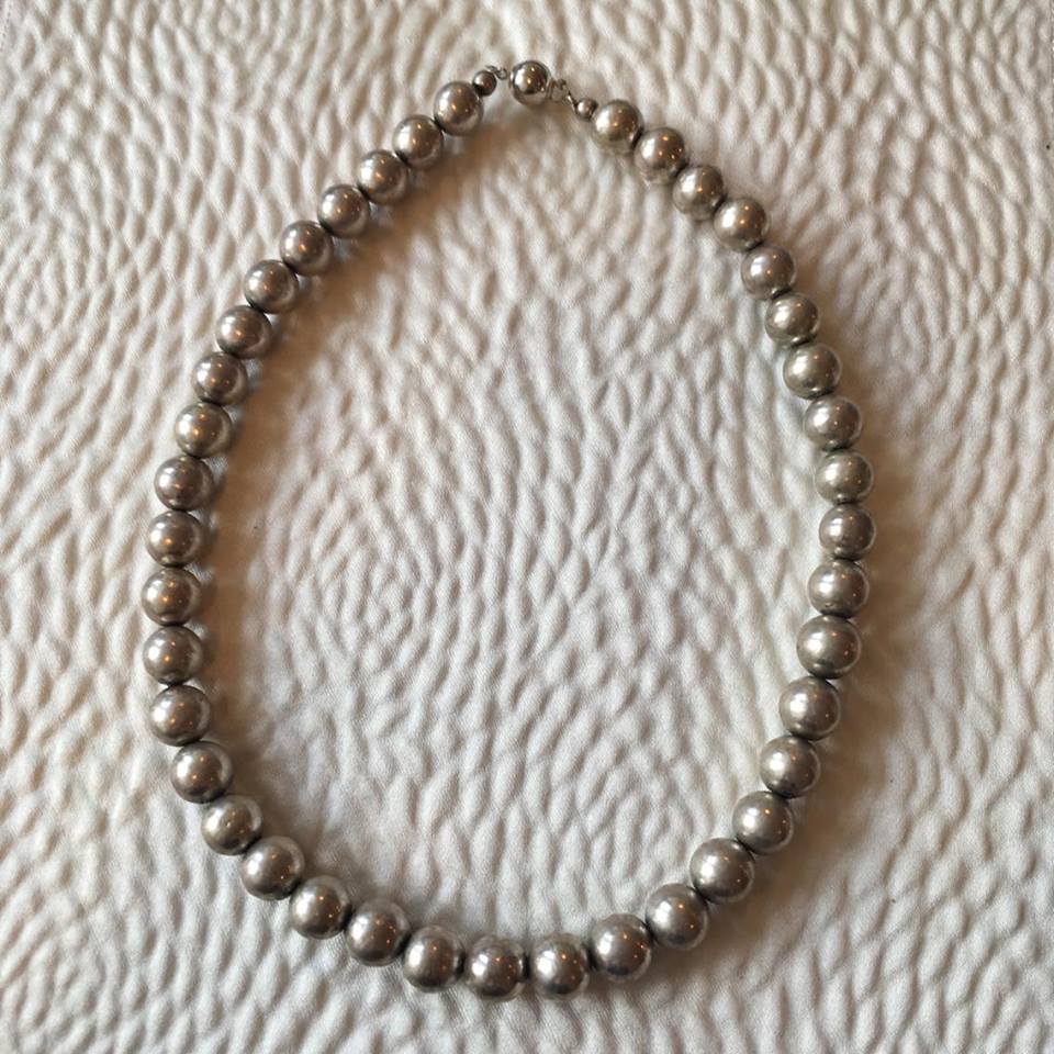 Round Silver Bead Necklace