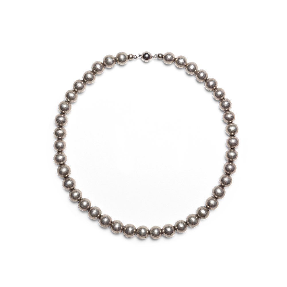 Round Silver Bead Necklace