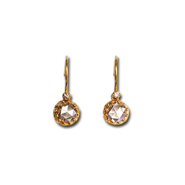 Solitaire Gold Hook Earrings