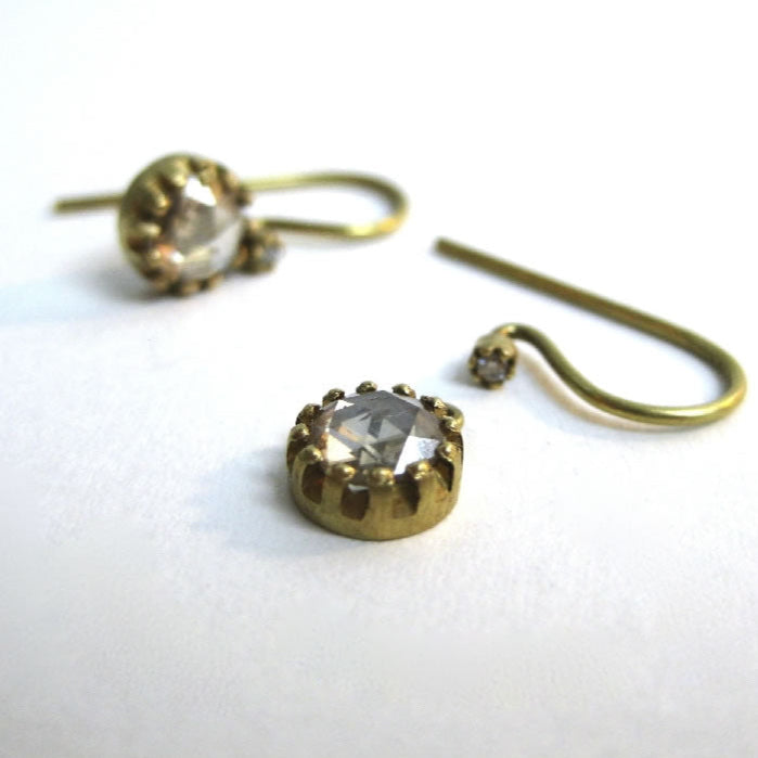 Solitaire Gold Hook Earrings