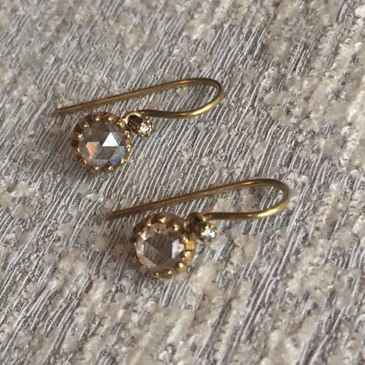 Solitaire Gold Hook Earrings