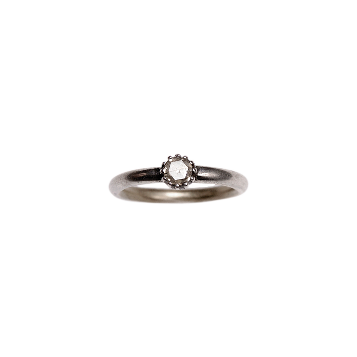 Solitaire Silver Small Ring