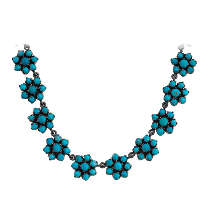 Turquoise Medium Flower Full Necklace