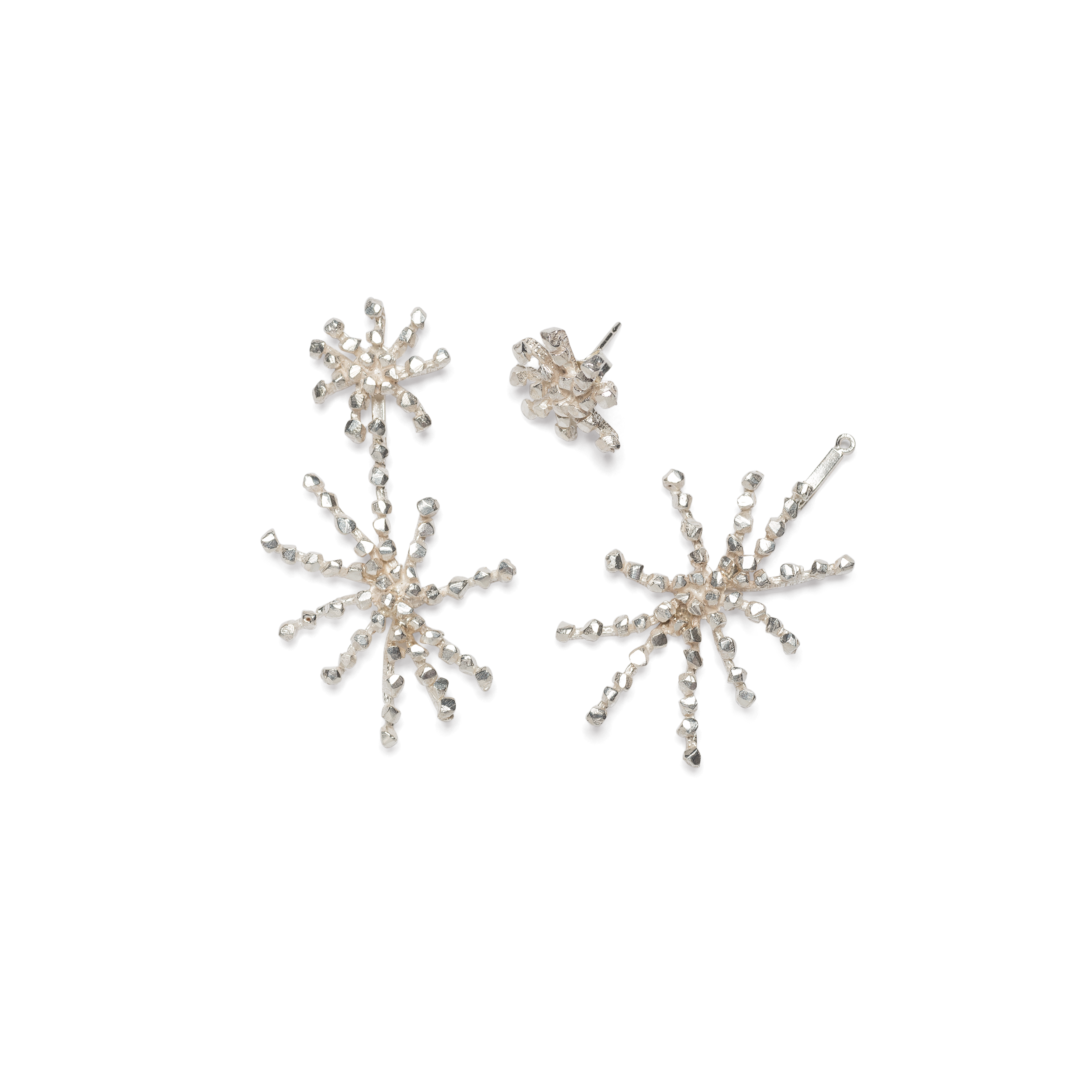 Victoria Double Starburst Silver Earrings