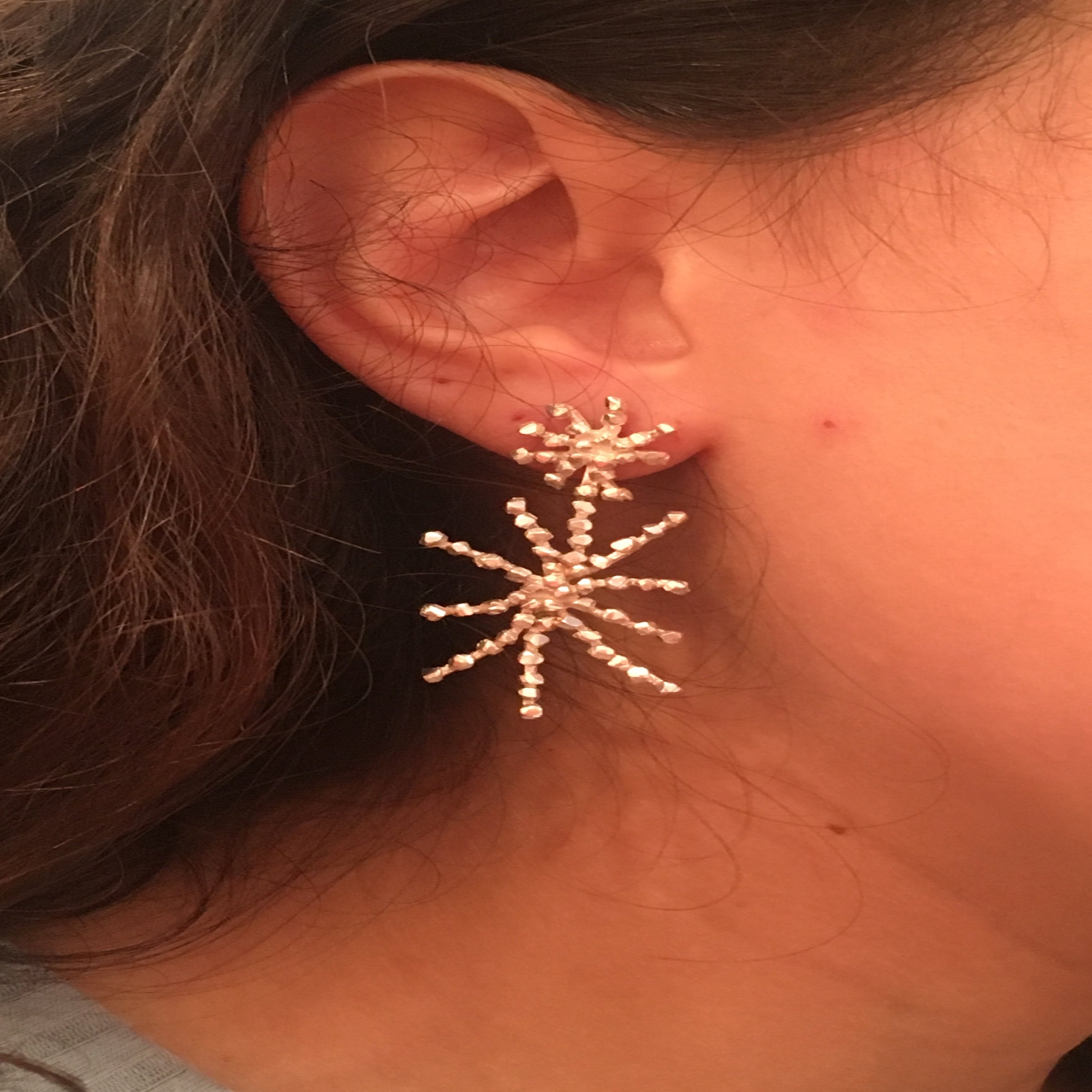 Victoria Double Starburst Silver Earrings