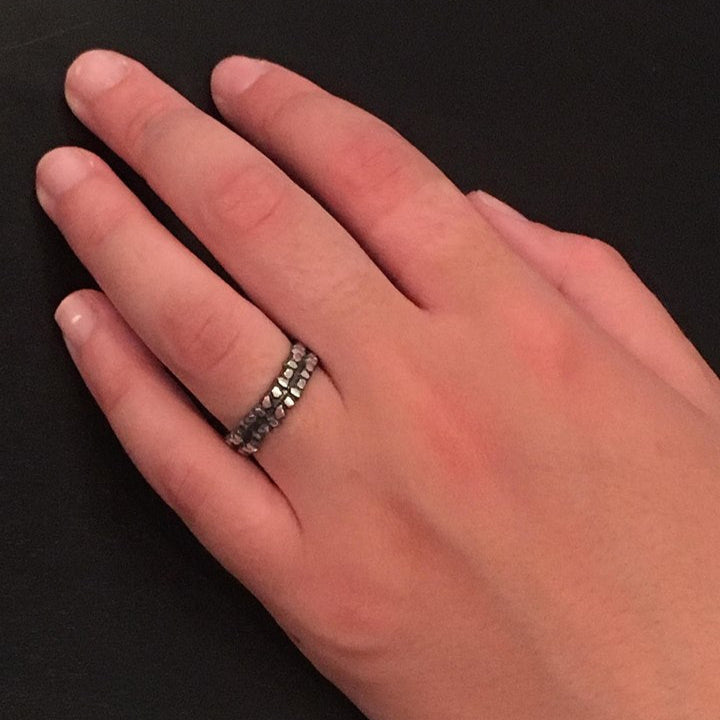 Victoria 2-Parallel Row Silver (Patina) Ring