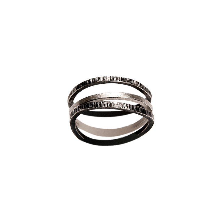 Water 3-Stack Irregular Silver Ring