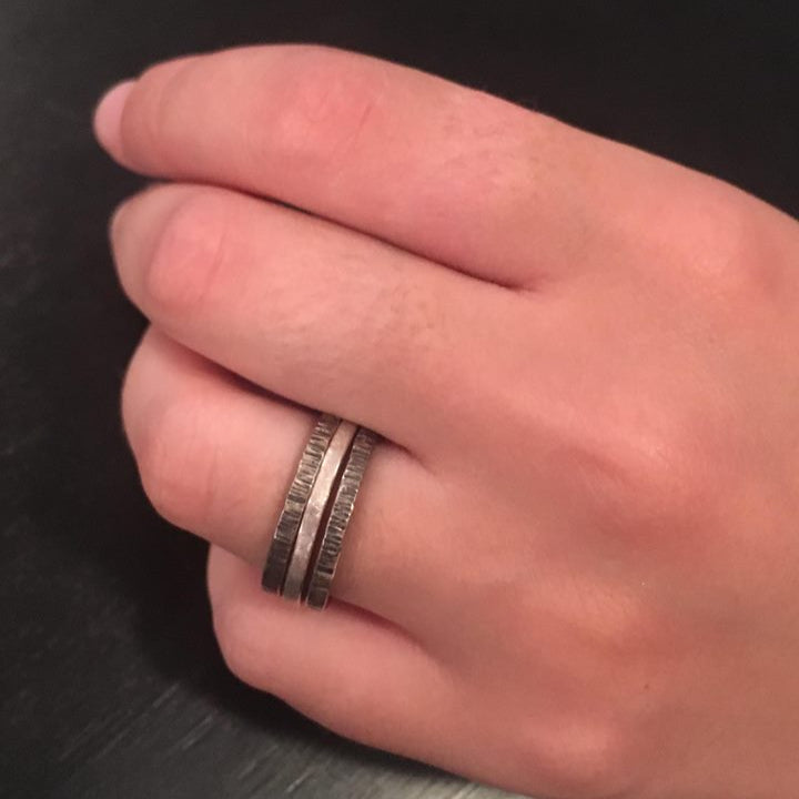 Water 3-Stack Straight Silver Ring