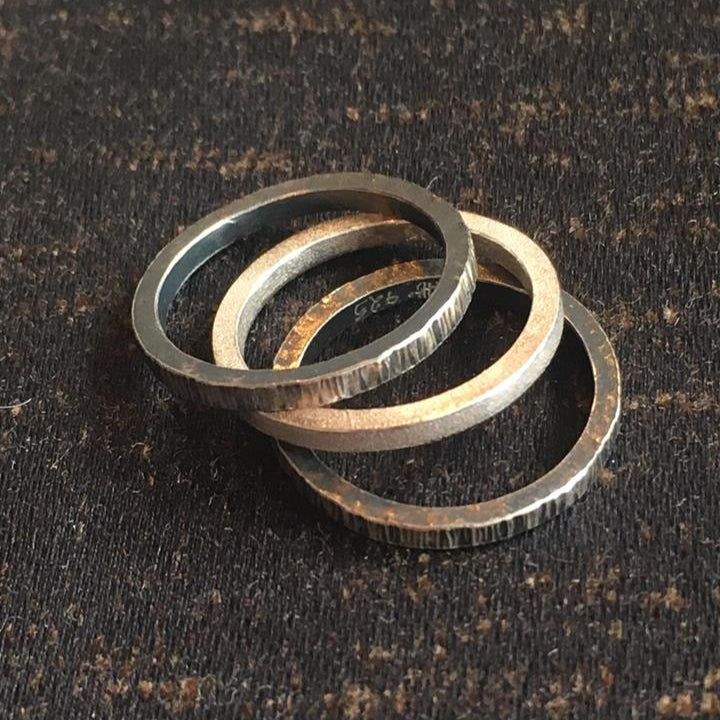 Water 3-Stack Straight Silver Ring