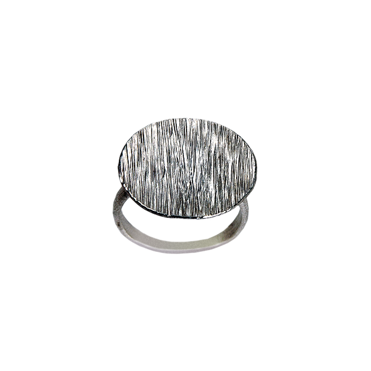 Water Large Silver Ring (Patina)