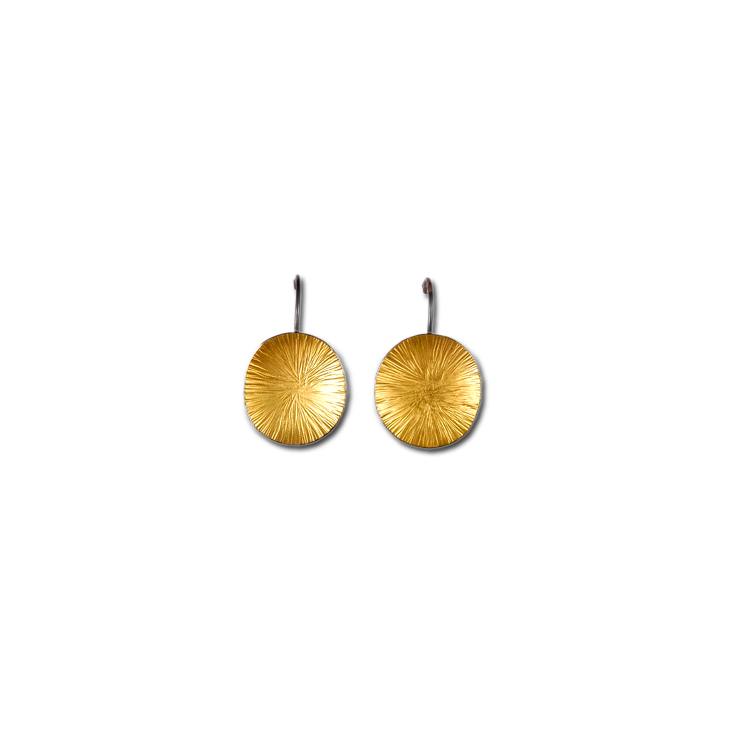 Wheel Extra Large Gold Fixed Hook Earrings