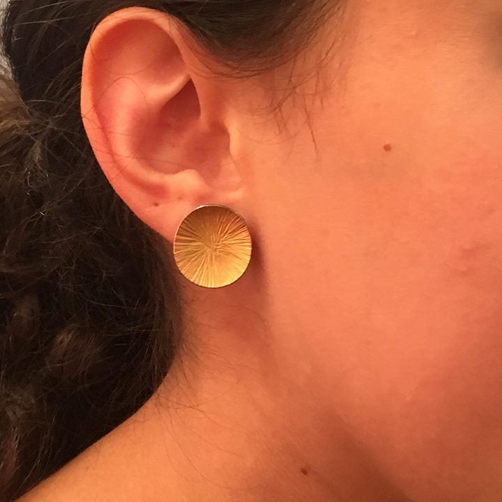 Wheel Extra Large Gold Stud Earrings