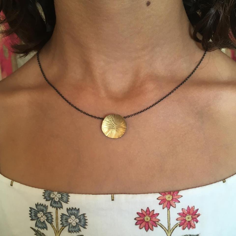 Wheel Gold Pendant Necklace