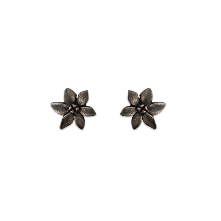 Zinnia Mini Silver Patina Earrings